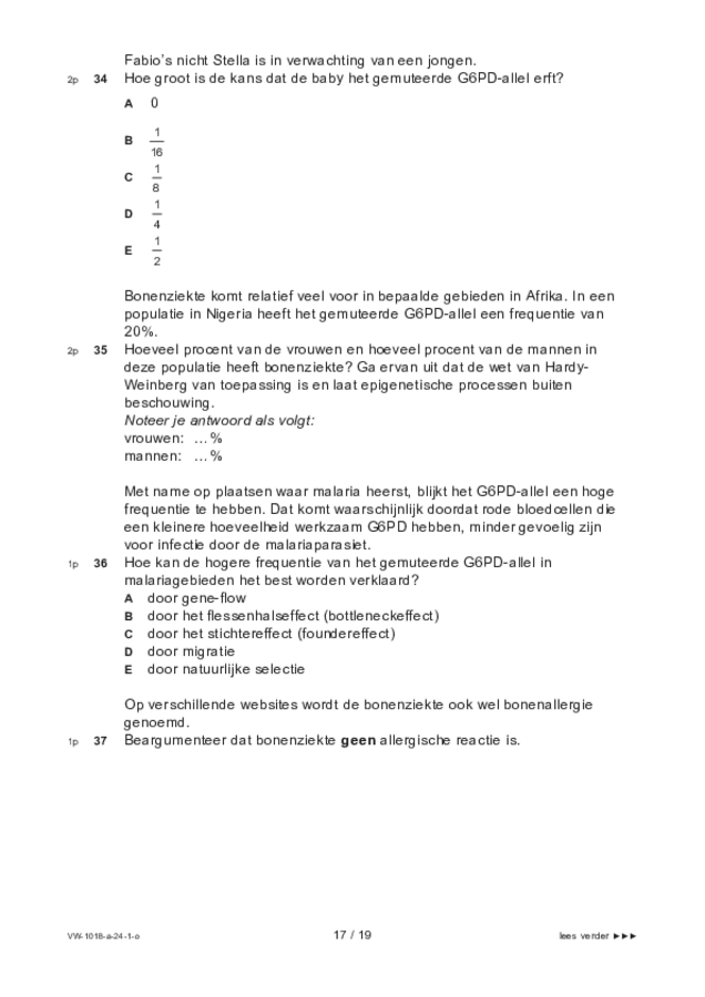 Opgaven examen VWO biologie 2024, tijdvak 1. Pagina 17