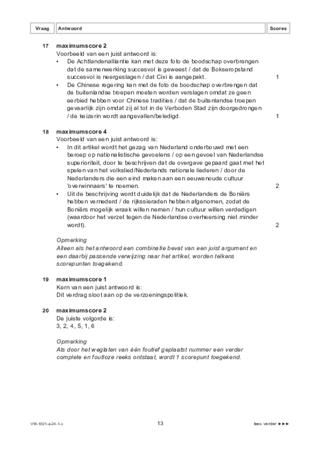 Correctievoorschrift examen VWO geschiedenis 2024, tijdvak 1. Pagina 13