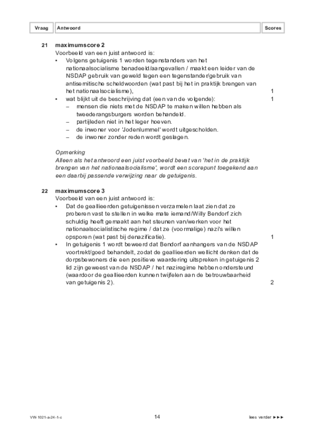 Correctievoorschrift examen VWO geschiedenis 2024, tijdvak 1. Pagina 14