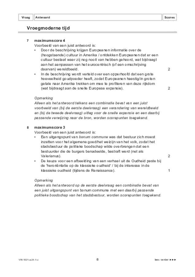 Correctievoorschrift examen VWO geschiedenis 2024, tijdvak 1. Pagina 8