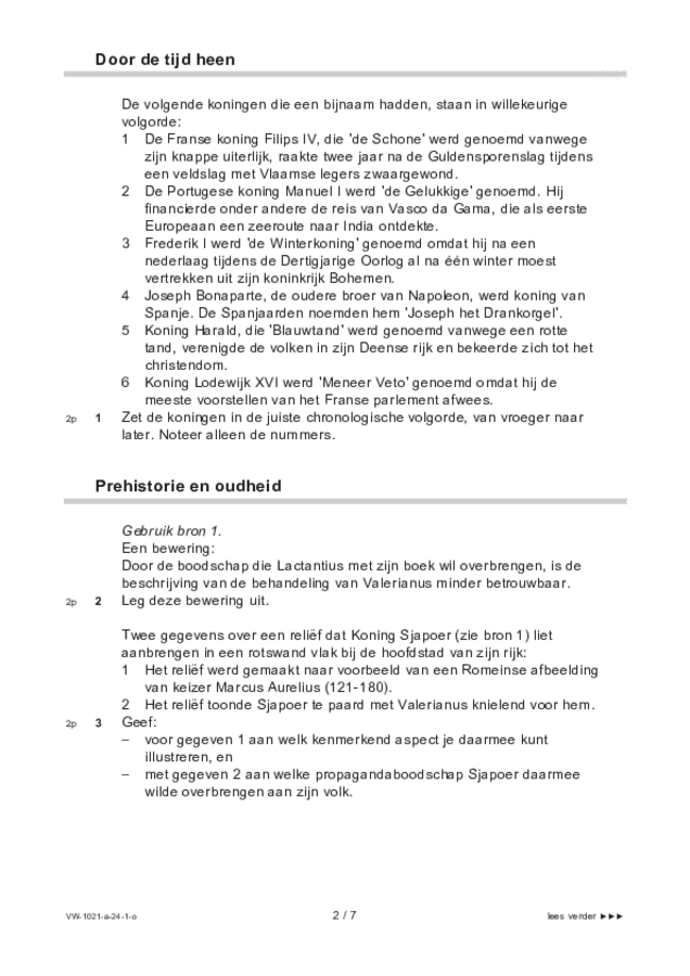 Opgaven examen VWO geschiedenis 2024, tijdvak 1. Pagina 2