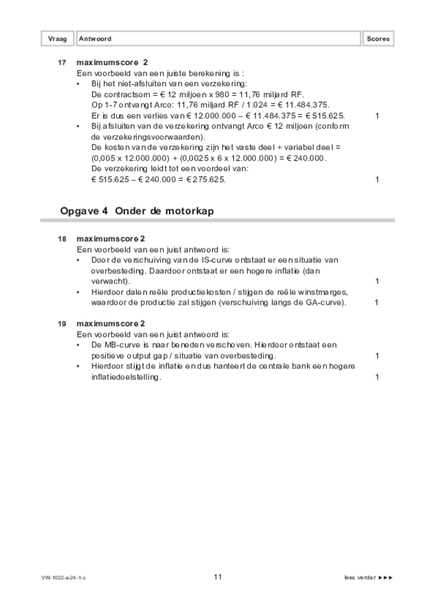 Correctievoorschrift examen VWO economie 2024, tijdvak 1. Pagina 11