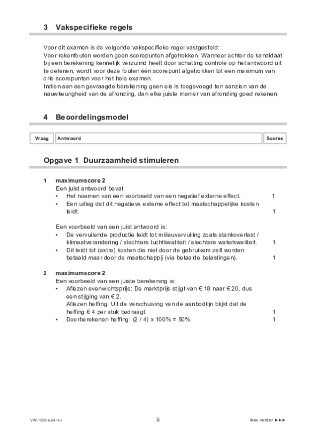 Correctievoorschrift examen VWO economie 2024, tijdvak 1. Pagina 5