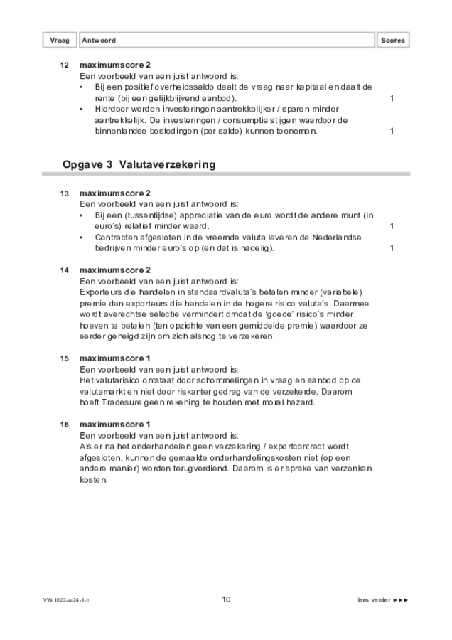 Correctievoorschrift examen VWO economie 2024, tijdvak 1. Pagina 10