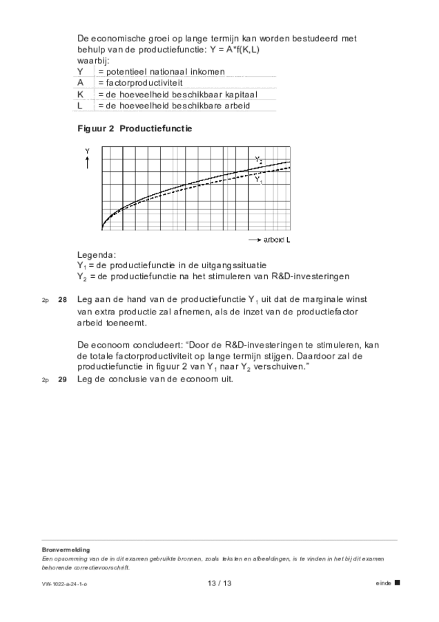 Opgaven examen VWO economie 2024, tijdvak 1. Pagina 13