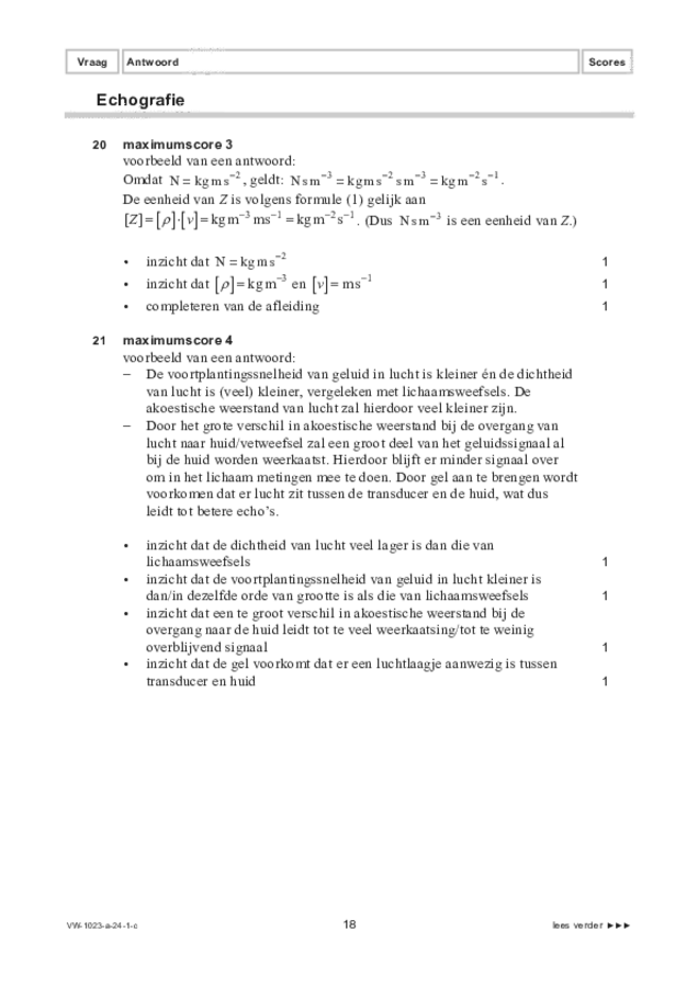 Correctievoorschrift examen VWO natuurkunde 2024, tijdvak 1. Pagina 18