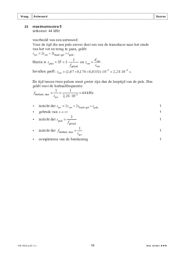 Correctievoorschrift examen VWO natuurkunde 2024, tijdvak 1. Pagina 19