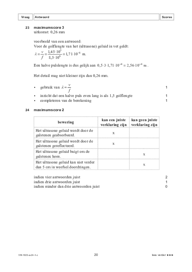 Correctievoorschrift examen VWO natuurkunde 2024, tijdvak 1. Pagina 20