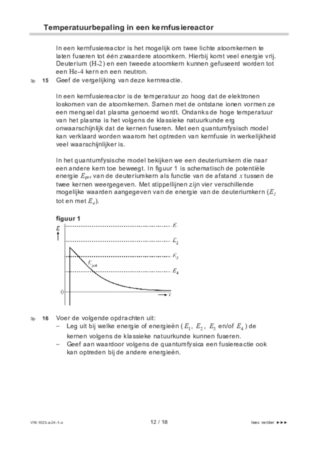 Opgaven examen VWO natuurkunde 2024, tijdvak 1. Pagina 12