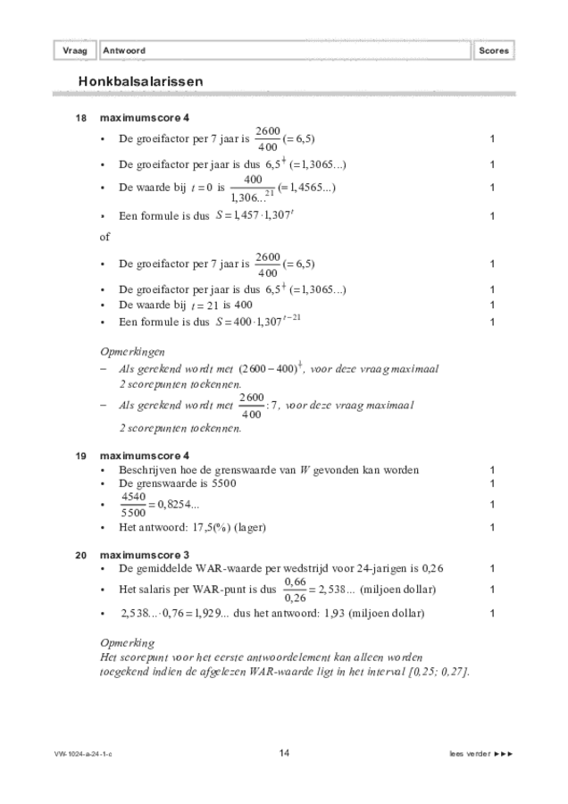 Correctievoorschrift examen VWO wiskunde A 2024, tijdvak 1. Pagina 14