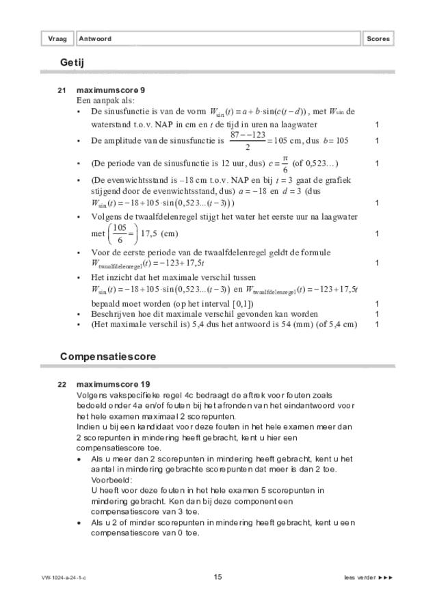 Correctievoorschrift examen VWO wiskunde A 2024, tijdvak 1. Pagina 15