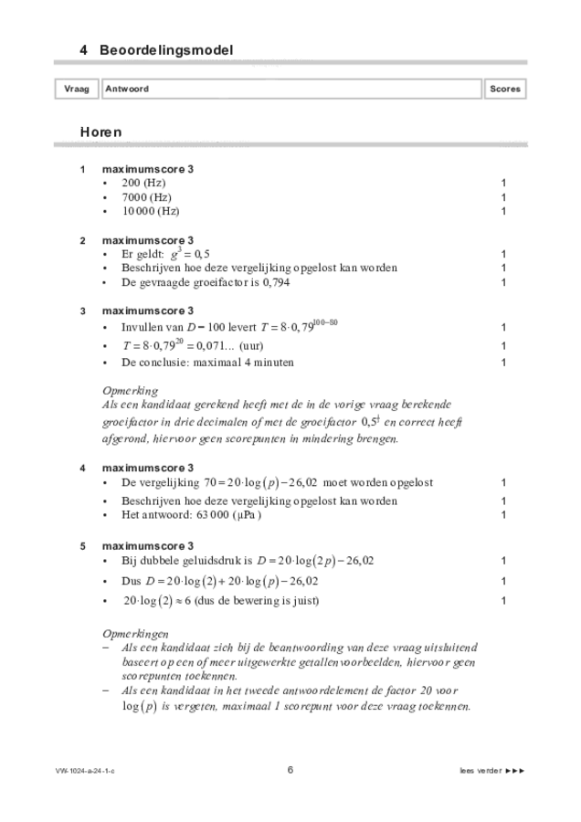 Correctievoorschrift examen VWO wiskunde A 2024, tijdvak 1. Pagina 6