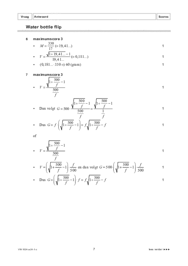 Correctievoorschrift examen VWO wiskunde A 2024, tijdvak 1. Pagina 7