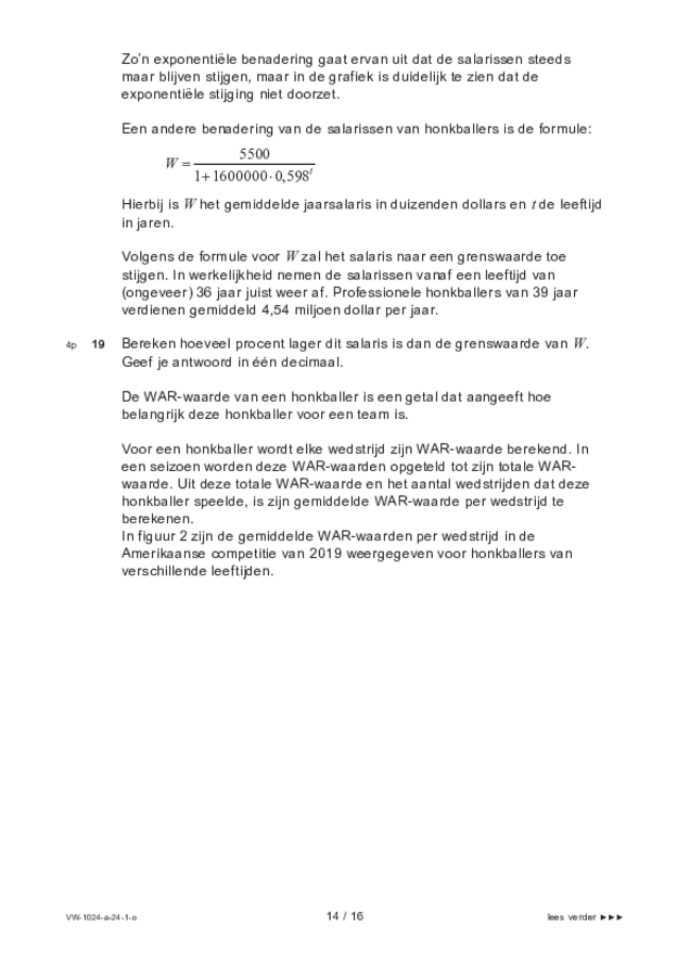 Opgaven examen VWO wiskunde A 2024, tijdvak 1. Pagina 14