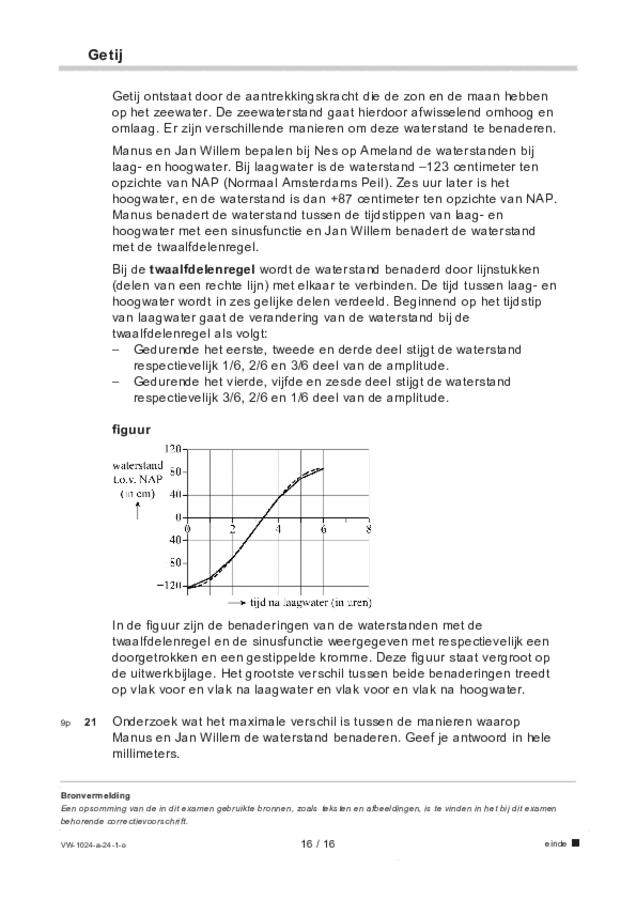 Opgaven examen VWO wiskunde A 2024, tijdvak 1. Pagina 16