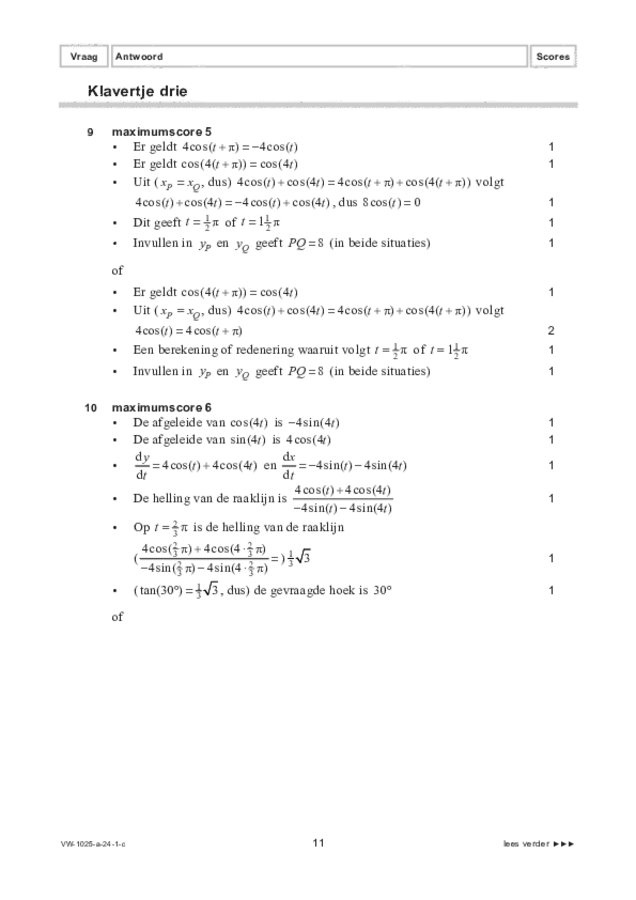 Correctievoorschrift examen VWO wiskunde B 2024, tijdvak 1. Pagina 11