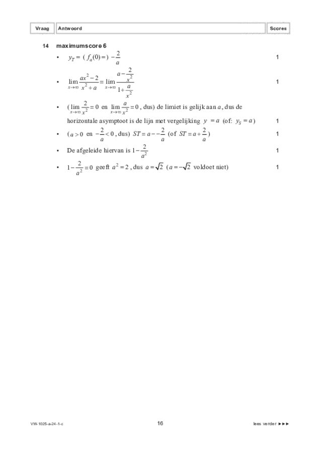 Correctievoorschrift examen VWO wiskunde B 2024, tijdvak 1. Pagina 16