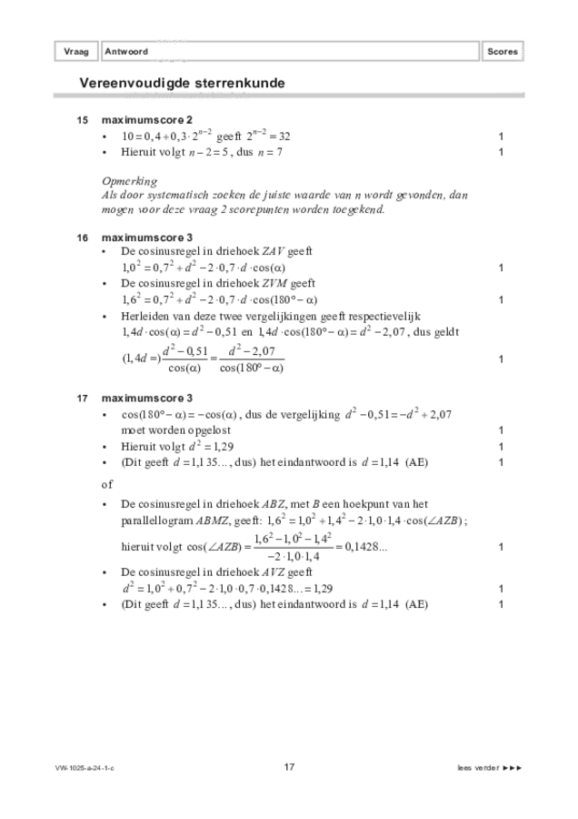 Correctievoorschrift examen VWO wiskunde B 2024, tijdvak 1. Pagina 17