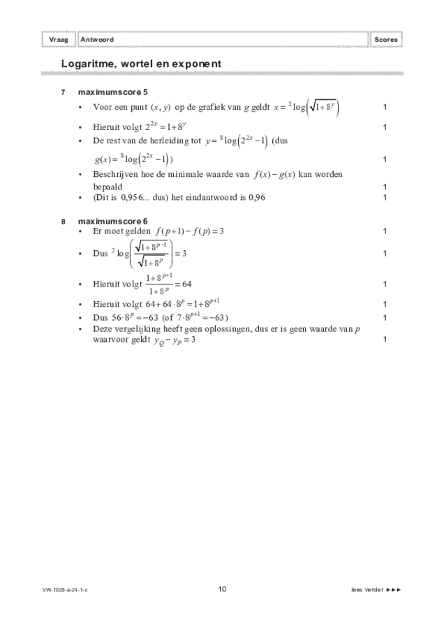 Correctievoorschrift examen VWO wiskunde B 2024, tijdvak 1. Pagina 10