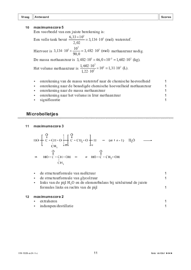 Correctievoorschrift examen VWO scheikunde 2024, tijdvak 1. Pagina 11