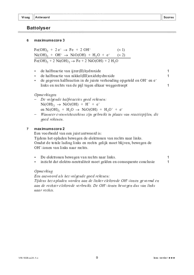 Correctievoorschrift examen VWO scheikunde 2024, tijdvak 1. Pagina 9