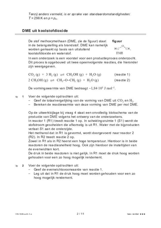 Opgaven examen VWO scheikunde 2024, tijdvak 1. Pagina 2
