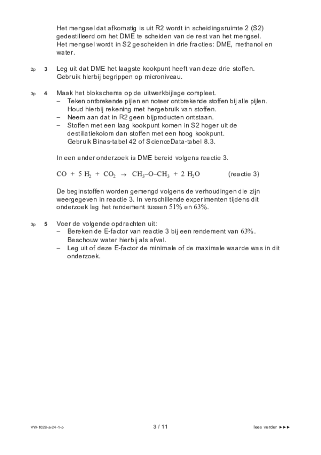 Opgaven examen VWO scheikunde 2024, tijdvak 1. Pagina 3