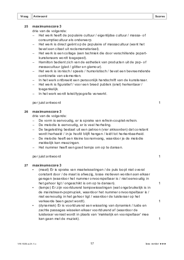 Correctievoorschrift examen VWO kunst (algemeen) 2024, tijdvak 1. Pagina 17