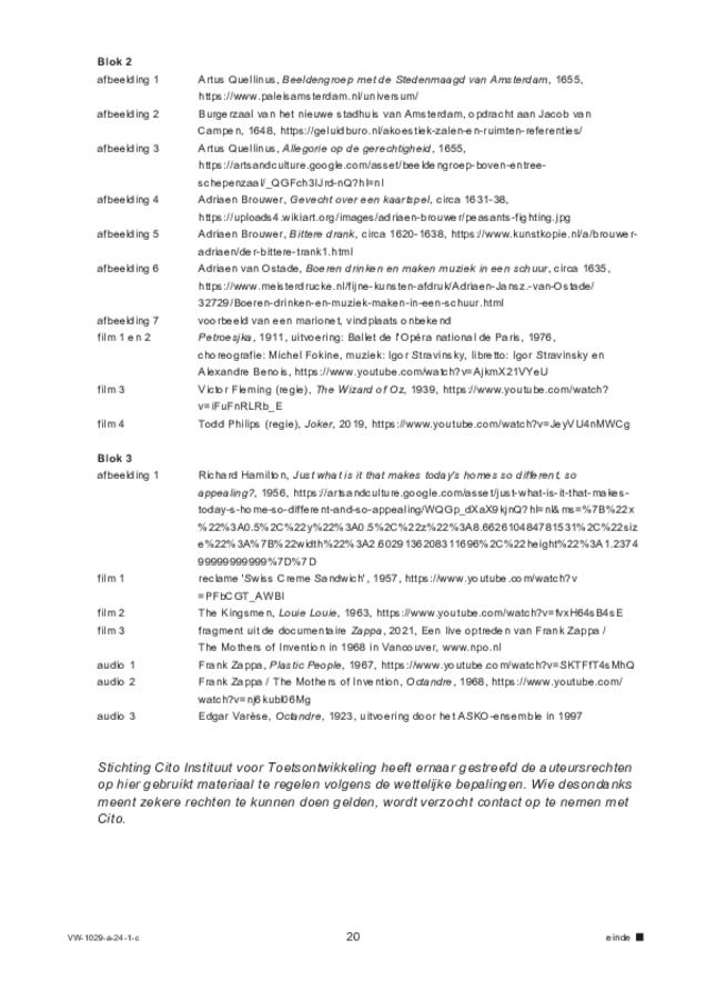 Correctievoorschrift examen VWO kunst (algemeen) 2024, tijdvak 1. Pagina 20