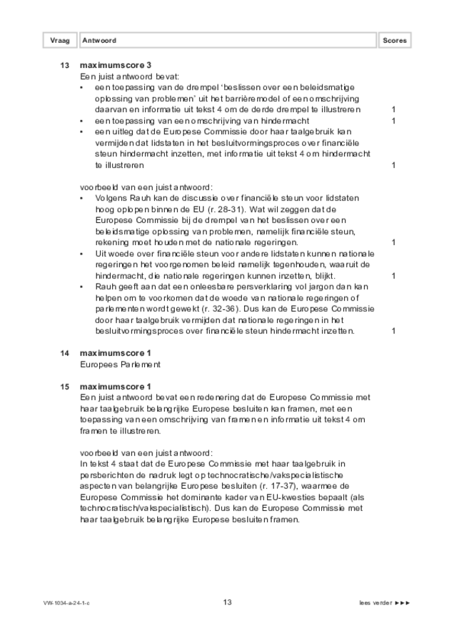 Correctievoorschrift examen VWO maatschappijwetenschappen 2024, tijdvak 1. Pagina 13