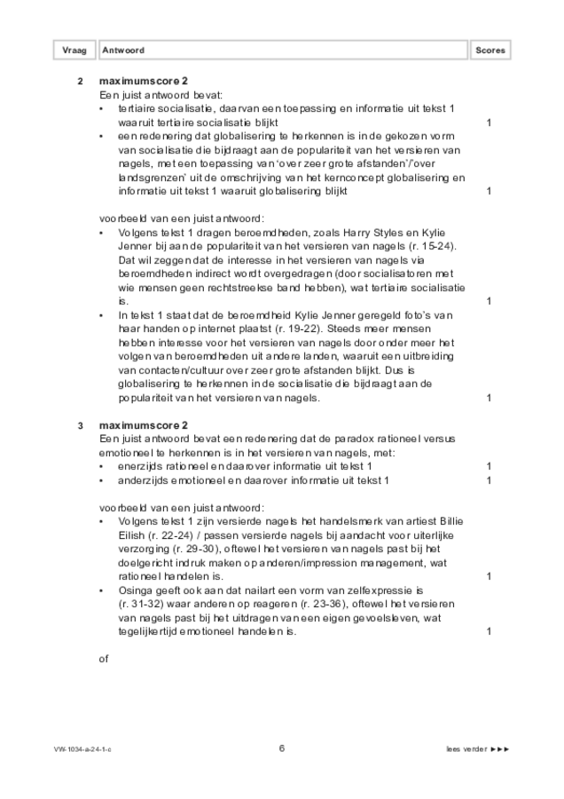 Correctievoorschrift examen VWO maatschappijwetenschappen 2024, tijdvak 1. Pagina 6