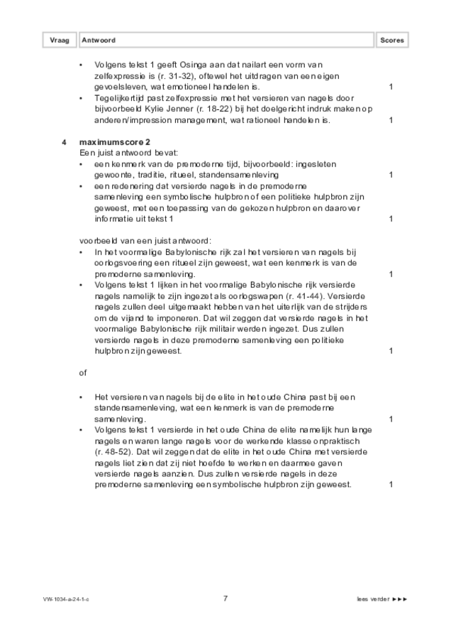 Correctievoorschrift examen VWO maatschappijwetenschappen 2024, tijdvak 1. Pagina 7