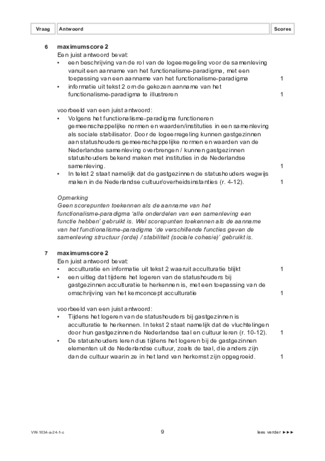 Correctievoorschrift examen VWO maatschappijwetenschappen 2024, tijdvak 1. Pagina 9