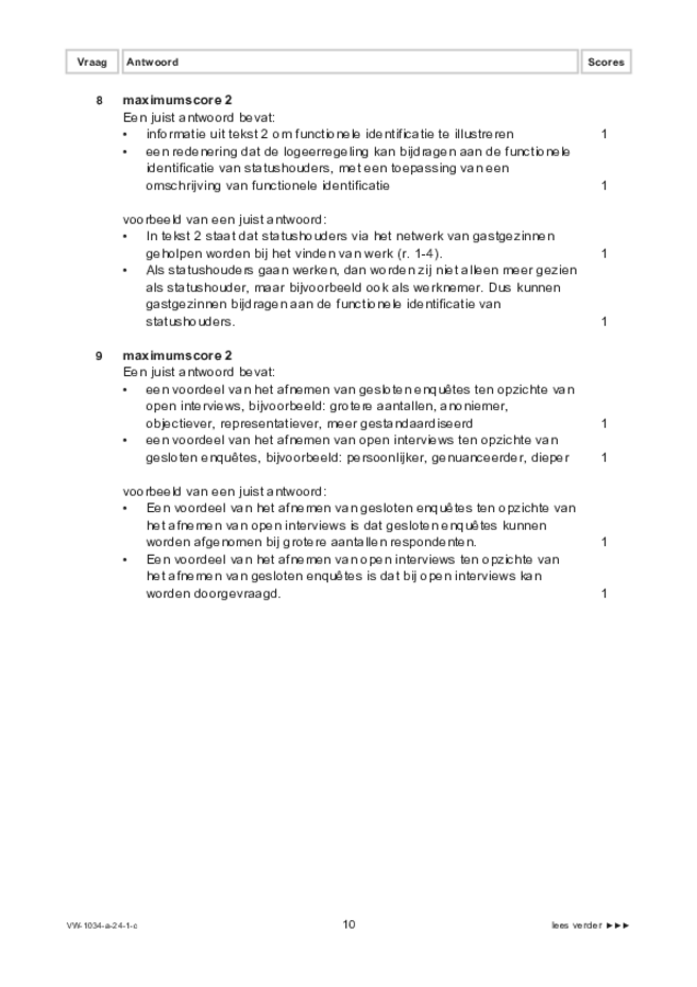 Correctievoorschrift examen VWO maatschappijwetenschappen 2024, tijdvak 1. Pagina 10