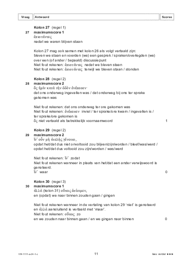 Correctievoorschrift examen VWO Grieks 2024, tijdvak 1. Pagina 11