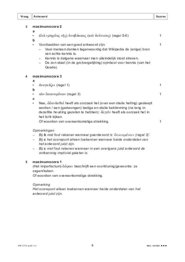Correctievoorschrift examen VWO Grieks 2024, tijdvak 1. Pagina 6