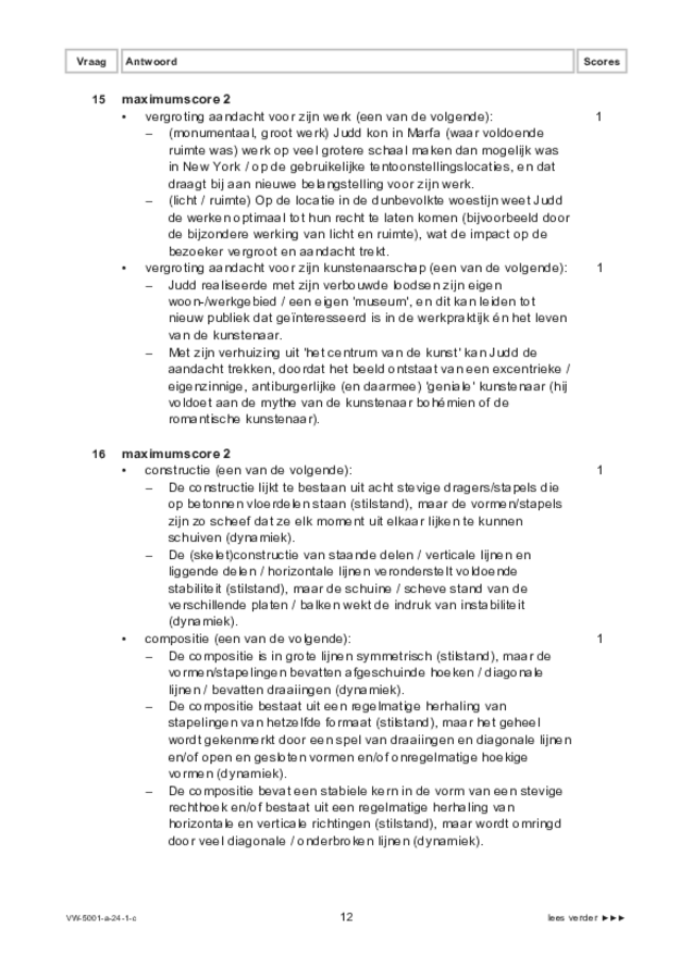 Correctievoorschrift examen VWO tekenen, handenarbeid en textiele werkvormen 2024, tijdvak 1. Pagina 12