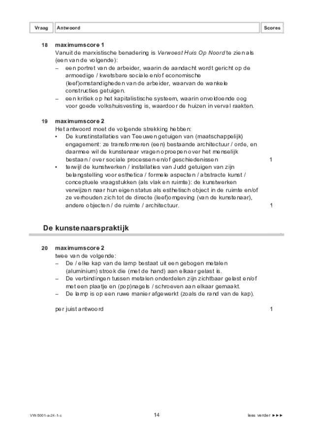 Correctievoorschrift examen VWO tekenen, handenarbeid en textiele werkvormen 2024, tijdvak 1. Pagina 14