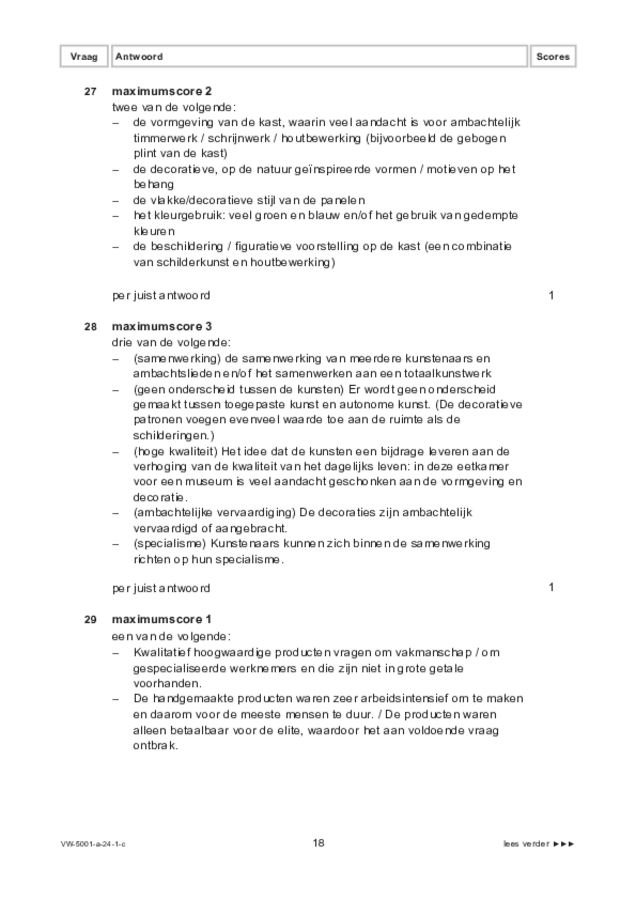 Correctievoorschrift examen VWO tekenen, handenarbeid en textiele werkvormen 2024, tijdvak 1. Pagina 18