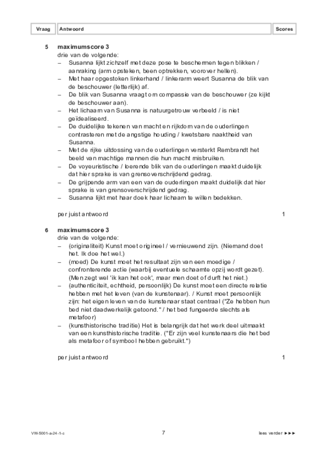 Correctievoorschrift examen VWO tekenen, handenarbeid en textiele werkvormen 2024, tijdvak 1. Pagina 7