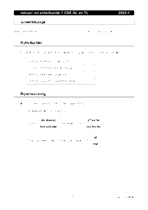 Antwoorden examen VMBO GLTL natuur- en scheikunde 1 2022, tijdvak 1
