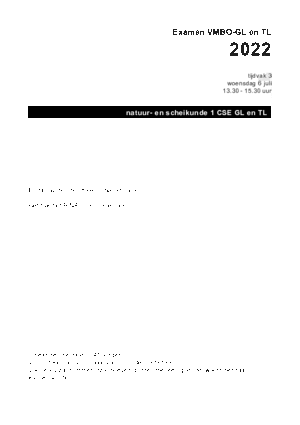 Antwoorden examen VMBO GLTL natuur- en scheikunde 1 2022, tijdvak 3