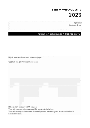 Antwoorden examen VMBO GLTL natuur- en scheikunde 1 2023, tijdvak 2