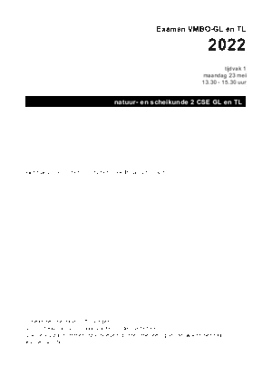 Antwoorden examen VMBO GLTL natuur- en scheikunde 2 2022, tijdvak 1