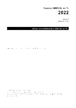 Antwoorden examen VMBO GLTL natuur- en scheikunde 2 2022, tijdvak 2