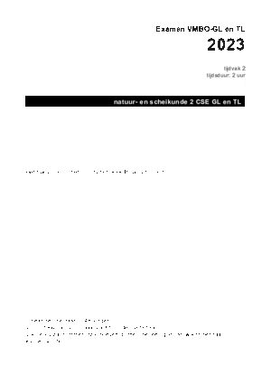 Antwoorden examen VMBO GLTL natuur- en scheikunde 2 2023, tijdvak 2