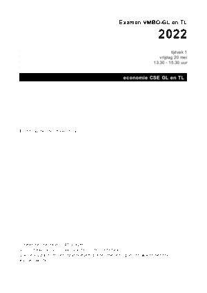 Antwoorden examen VMBO GLTL economie 2022, tijdvak 1