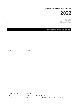 Antwoorden examen VMBO GLTL economie 2022, tijdvak 2