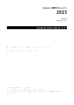 Antwoorden examen VMBO GLTL beeldende vakken 2023, tijdvak 2