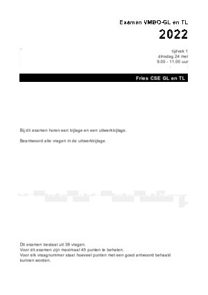 Antwoorden examen VMBO GLTL Fries 2022, tijdvak 1